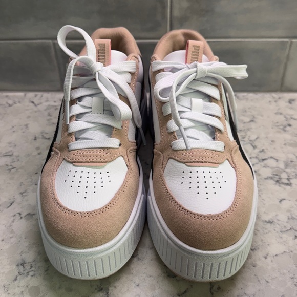 Puma Karmen Rebelle Womens White, Black Taupe Suede Platform Sneakers size 8 EUC - Picture 3 of 7